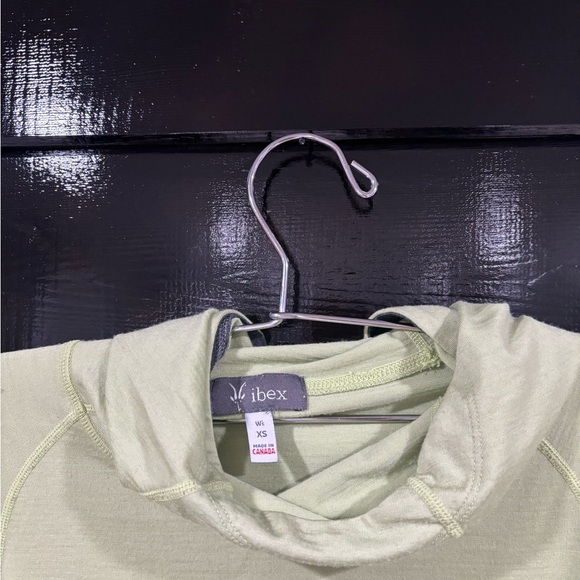 Ibex Green Wool Cowl Neck Long Sleeve Hoodie - Picture 2 of 6